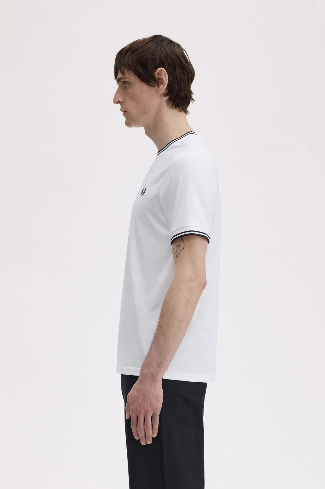 FRED PERRY T-shirt Uomo FP TWIN TIPPED T-SHIRT FP-M1588V-57 100 WHITE - Image 5
