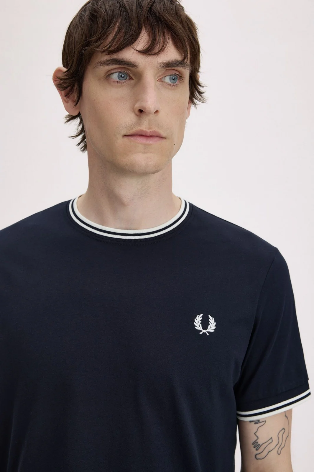 FRED PERRY T-shirt Uomo FP TWIN TIPPED T-SHIRT FP-M1588V-57 795 NAVY - Image 3