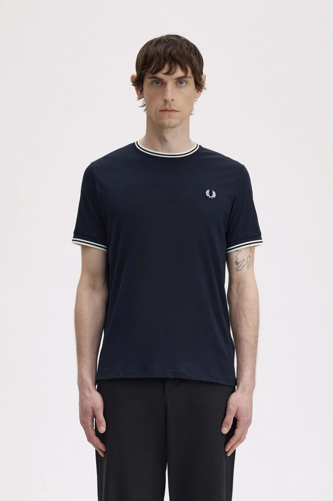 FRED PERRY T-shirt Uomo FP TWIN TIPPED T-SHIRT FP-M1588V-57 795 NAVY - Image 5