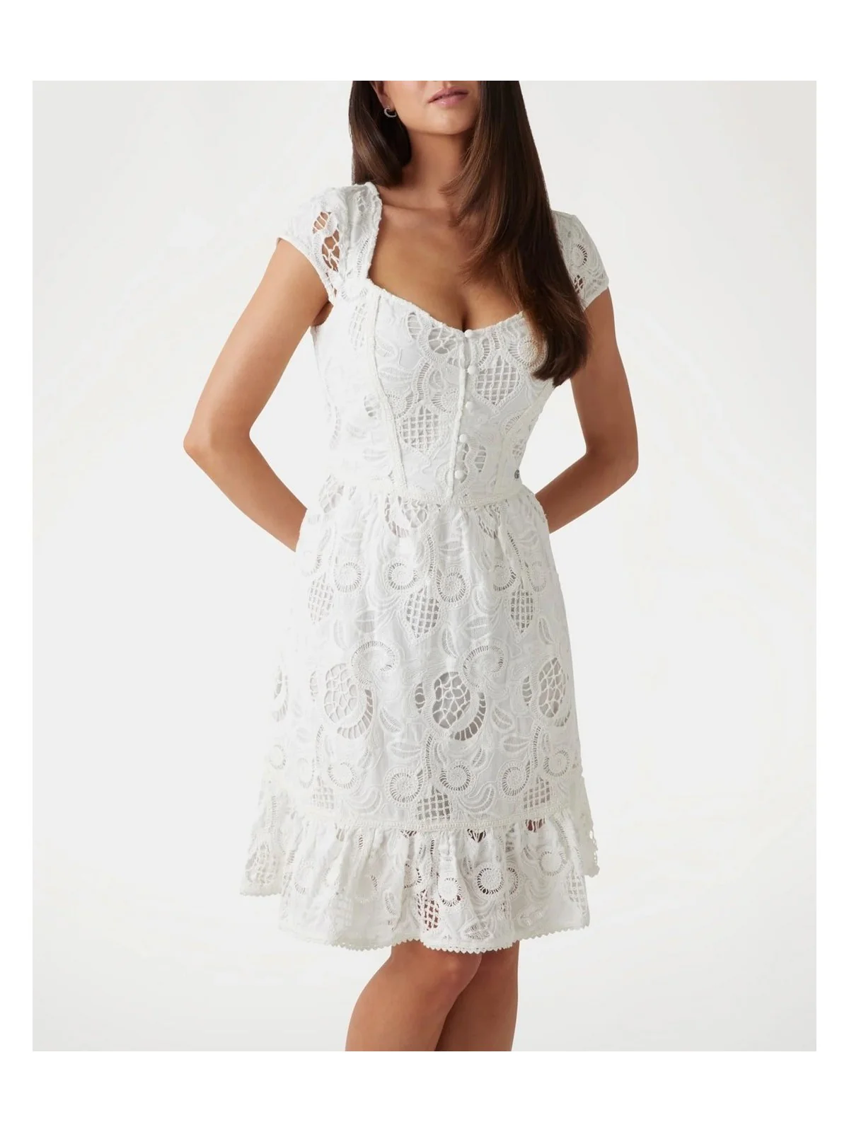 GUESS Abito Donna DOMITILLA EMBRO DRESS W5GK50 WH521 G011 PURE WHITE - Image 3
