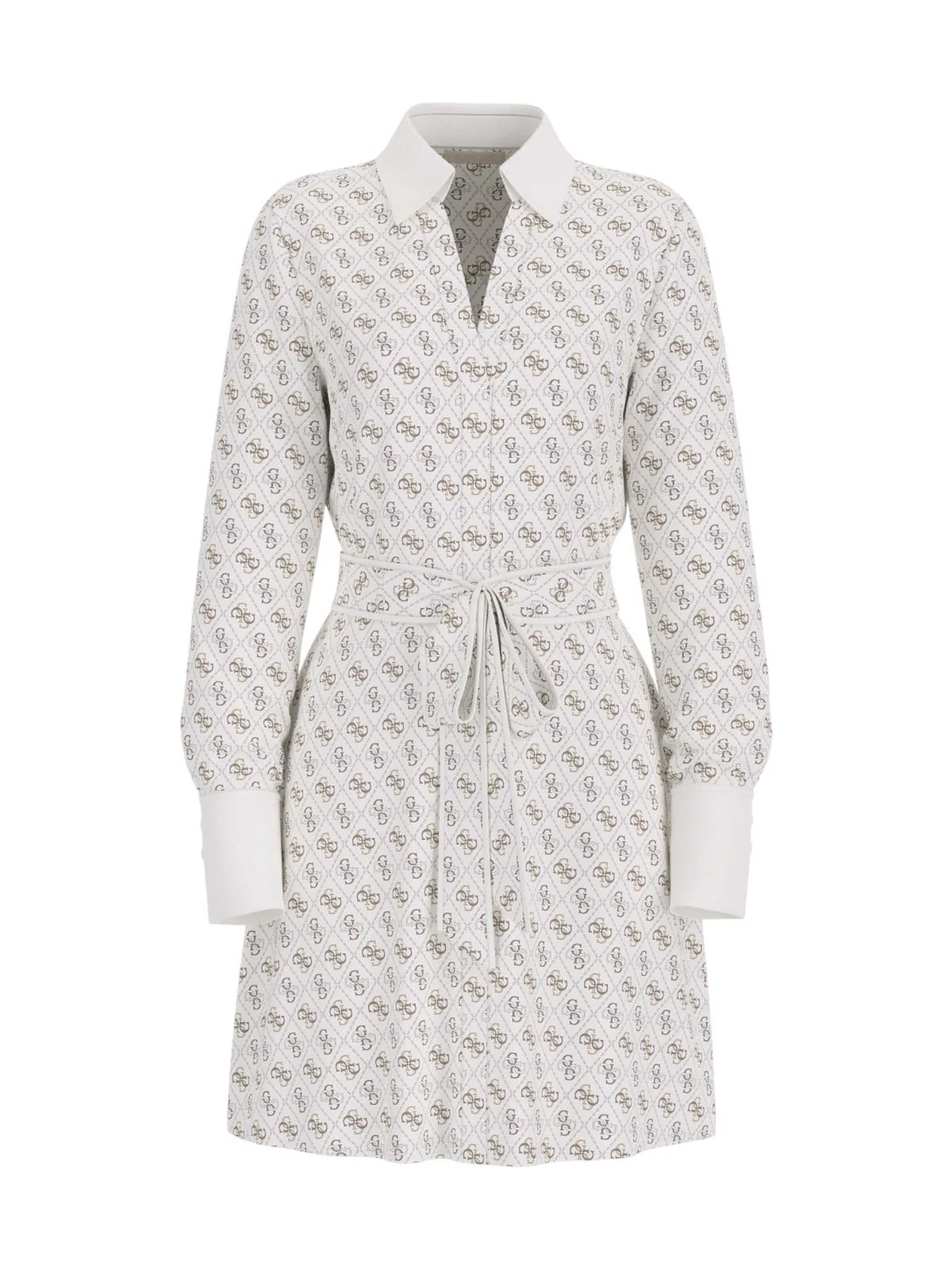 GUESS Abito Donna LS BLERTA CHEMISIER DRESS W6RK90 WF1T2 P1WE 4G ALL OVER LOGO LOV