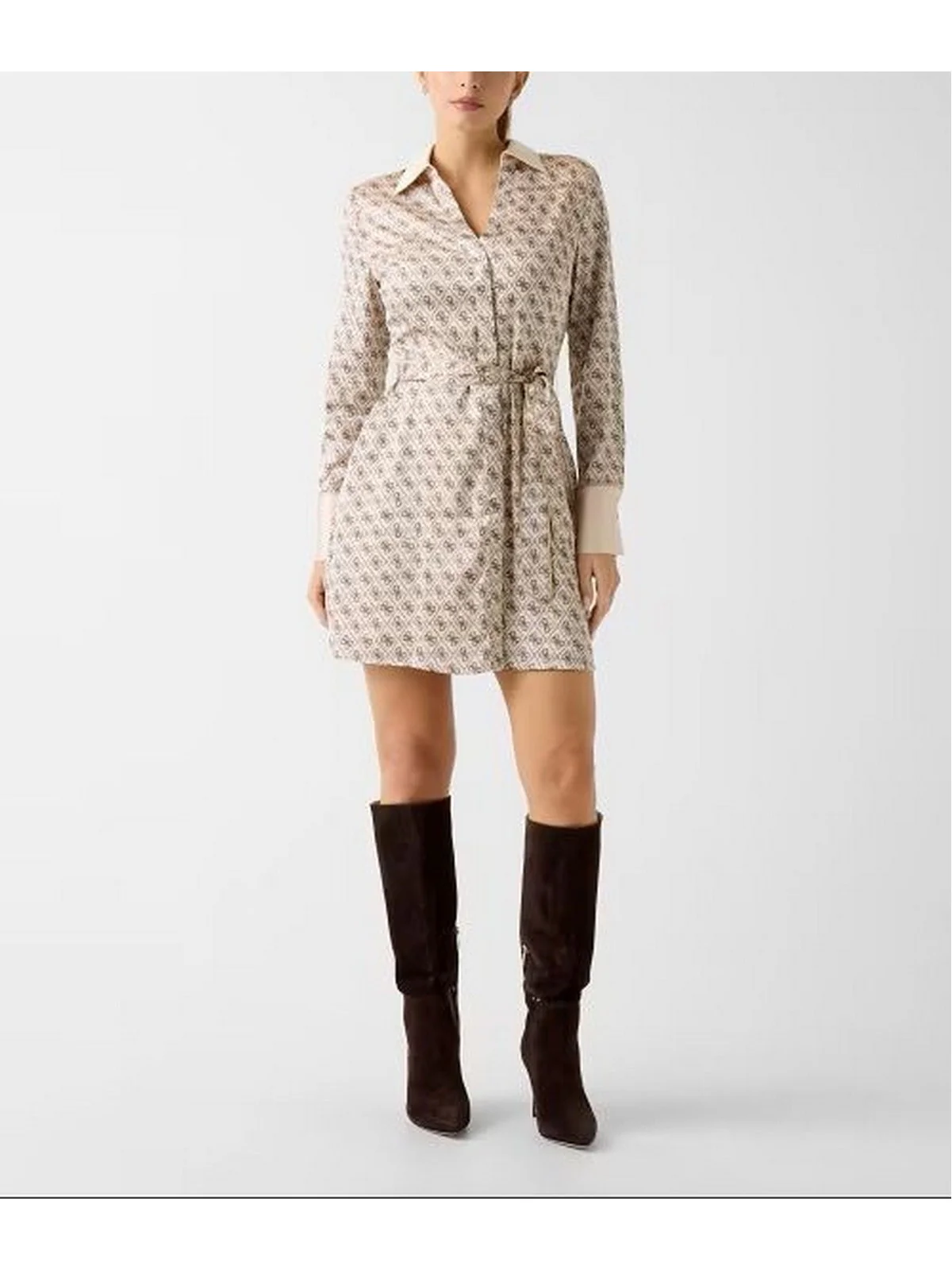 GUESS Abito Donna LS BLERTA CHEMISIER DRESS W6RK90 WF1T2 P1WE 4G ALL OVER LOGO LOV - Image 2