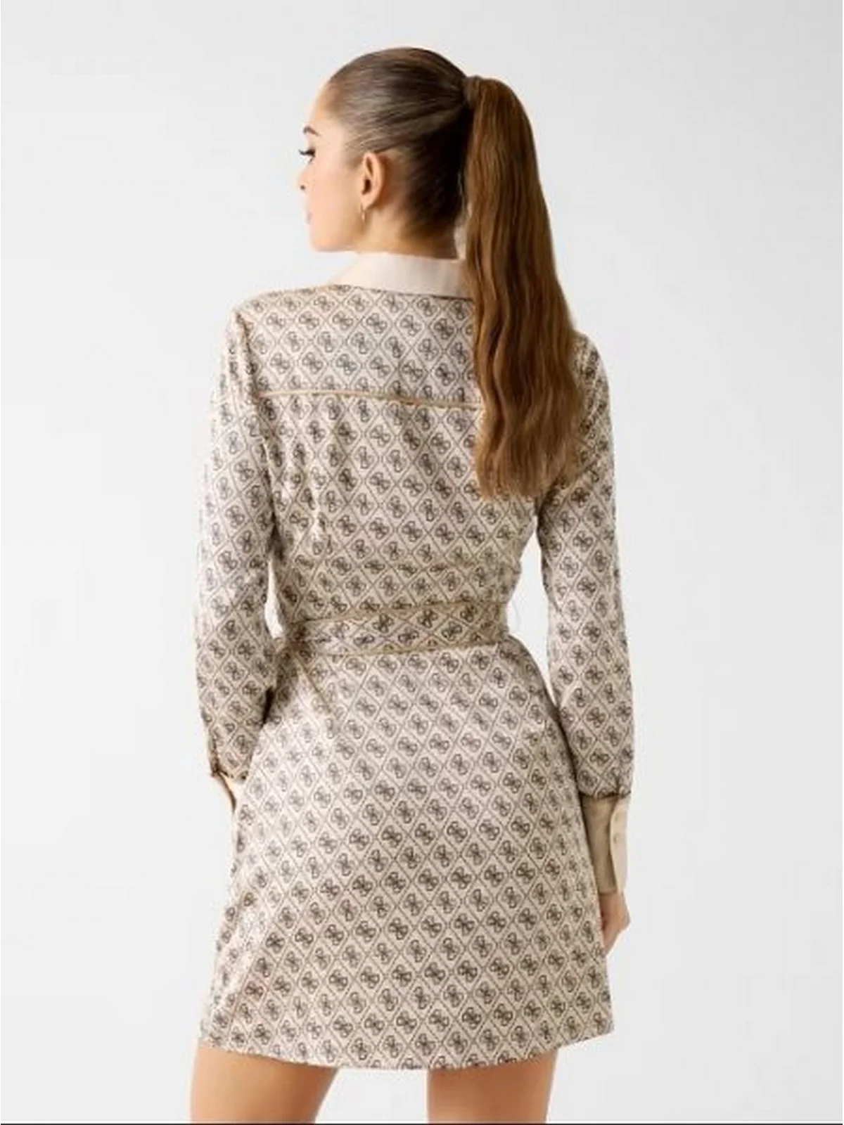 GUESS Abito Donna LS BLERTA CHEMISIER DRESS W6RK90 WF1T2 P1WE 4G ALL OVER LOGO LOV - Image 3