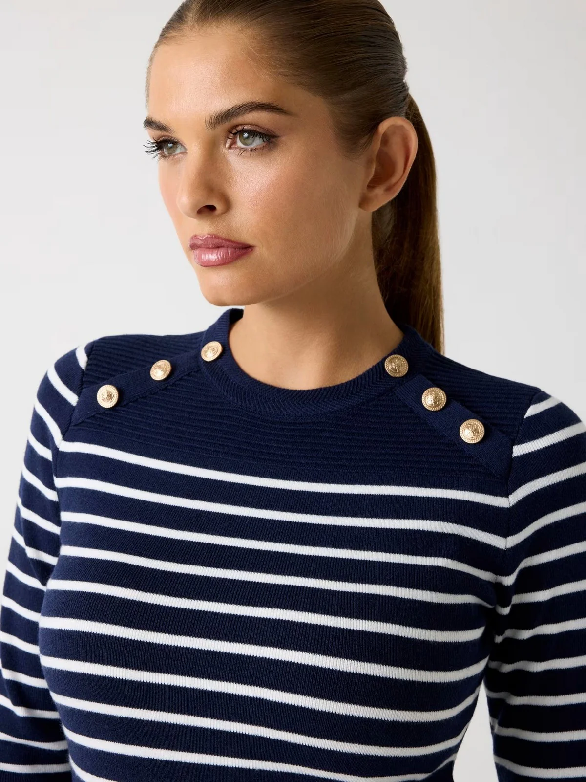 GUESS Maglione Donna LS CN HELEN SWTR W5BR36 Z0422 S7Z6 BLUE AND CREAM STRIP - Image 5