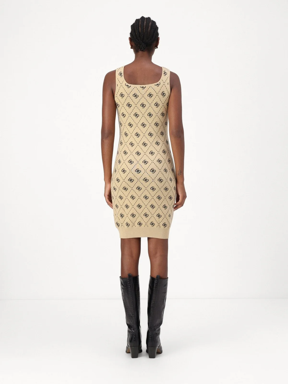 GUESS Abito Donna SARAH 4G SL DRESS SWTR W4BK98 Z3JD2 FN3N Beige - Image 4