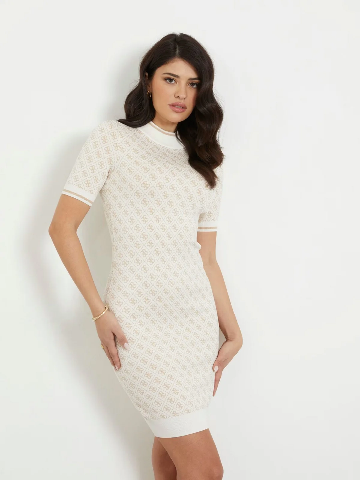GUESS Abito Donna SS LISE 4G LOGO SWTR DRESS W3YK39 Z37K0 F1GL Beige - Image 2
