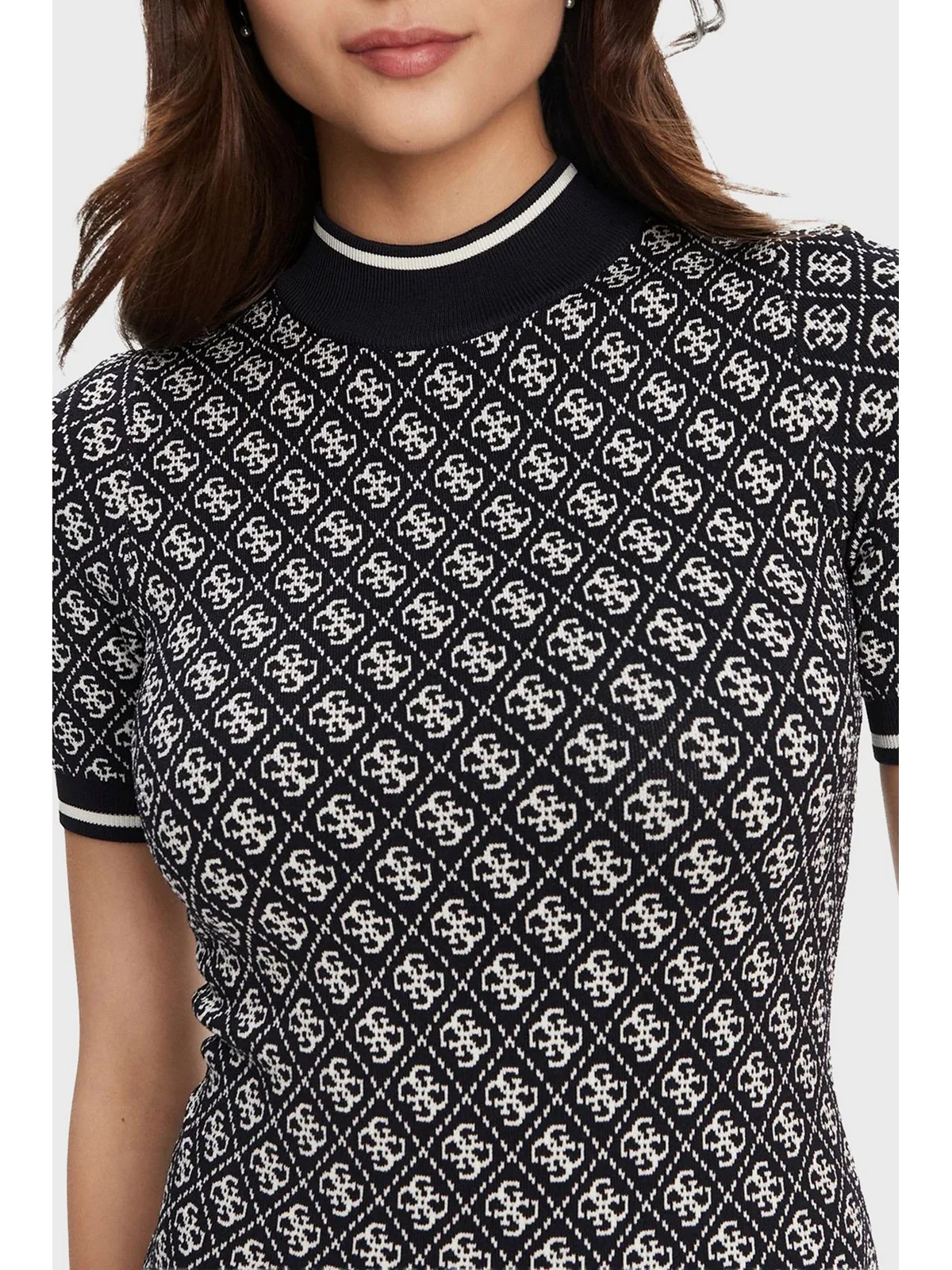 GUESS Abito Donna SS LISE 4G LOGO SWTR DRESS W3YK39 Z37K0 FBCF SMART BLUE AND CREAM - Image 4