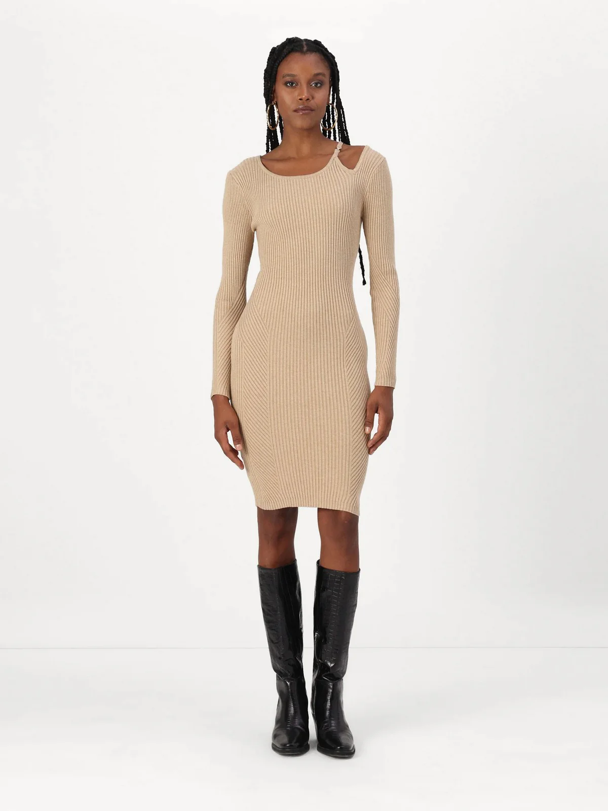GUESS Abito Donna VANESSA LS CUT-OUT DRESS SWTR W4BK24 Z3I22 H10X Beige - Image 2