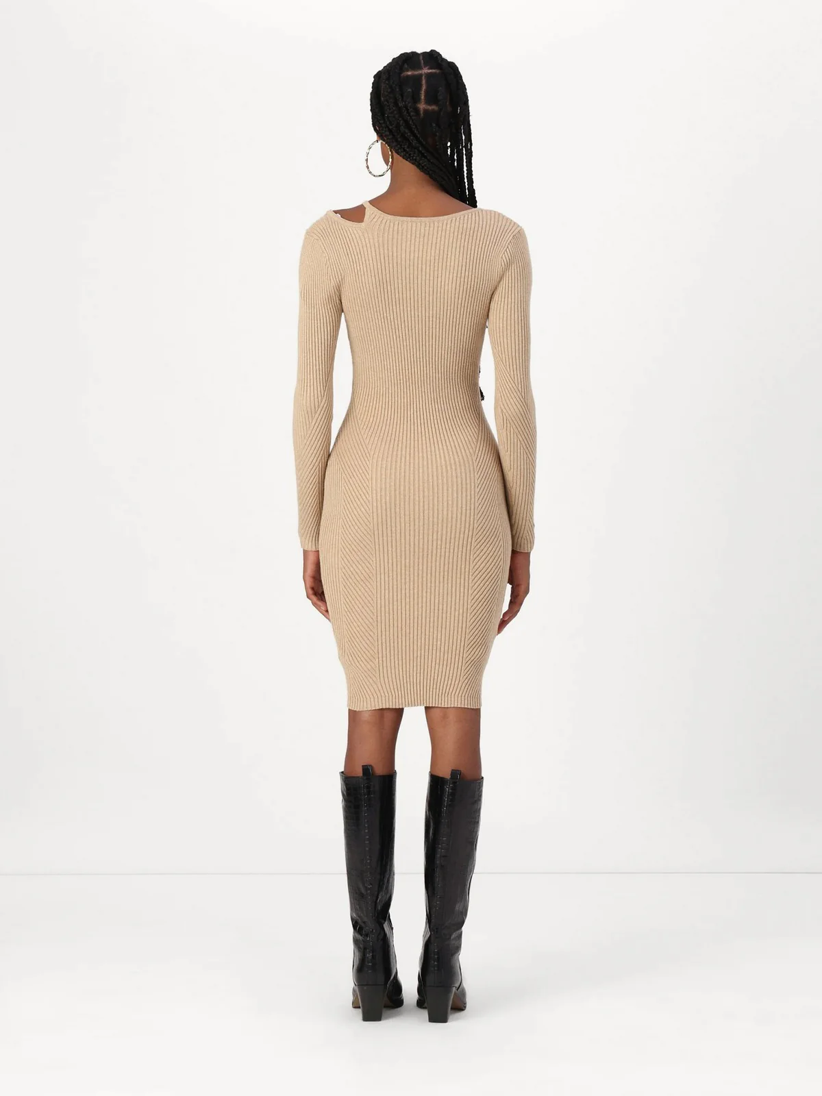 GUESS Abito Donna VANESSA LS CUT-OUT DRESS SWTR W4BK24 Z3I22 H10X Beige - Image 3