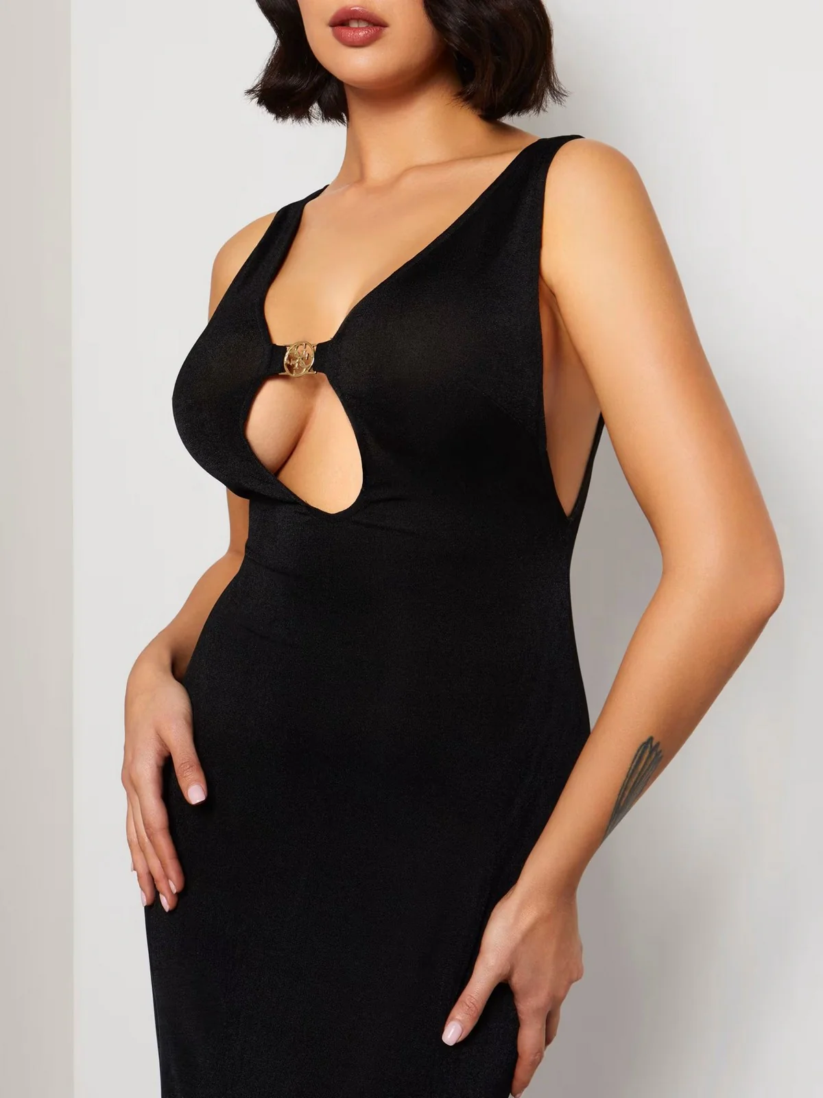 GUESS BEACHWEAR Abito Donna Long Chemise O4GK00 KBEM0 JBLK Nero - Image 5