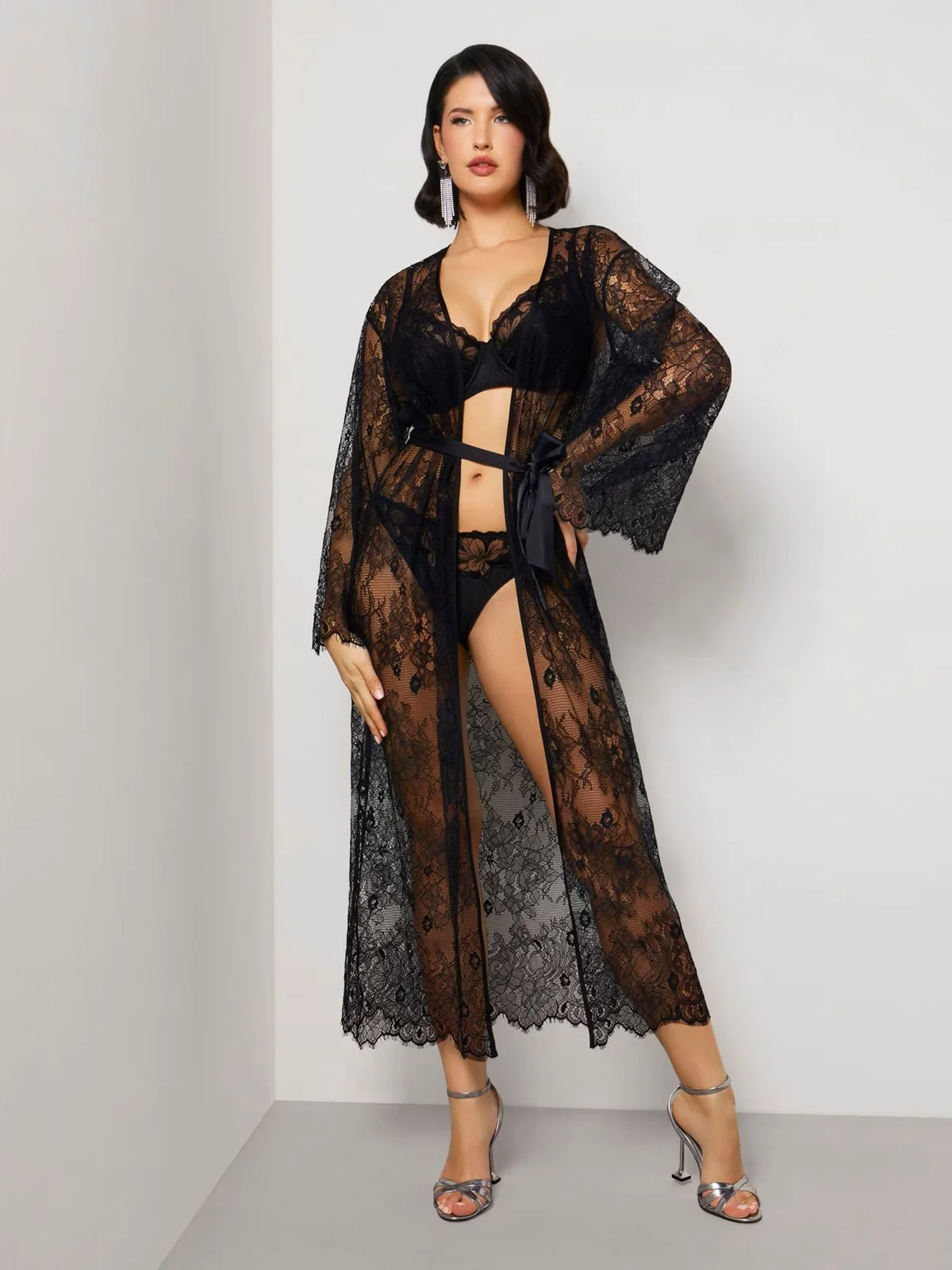 GUESS BEACHWEAR Abito Donna Long Kimono O4GX10 KC9S0 JBLK Nero - Image 2