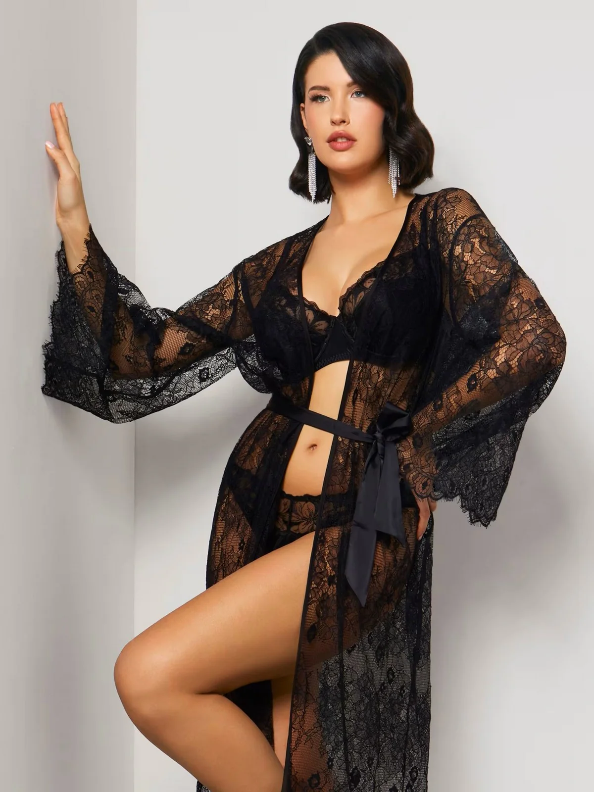 GUESS BEACHWEAR Abito Donna Long Kimono O4GX10 KC9S0 JBLK Nero - Image 3