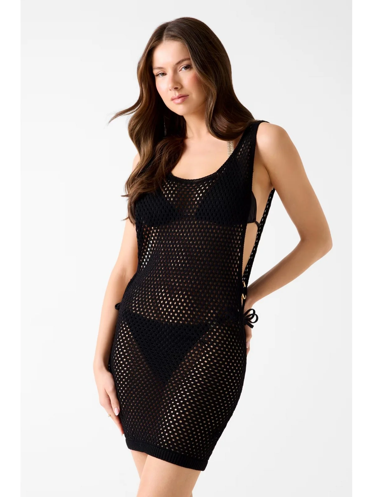 GUESS BEACHWEAR Abito Donna LUNA SLEEVELESS SHORT DRESS E6GK09 Z5632 JBLK Jet Black A996 - Image 2