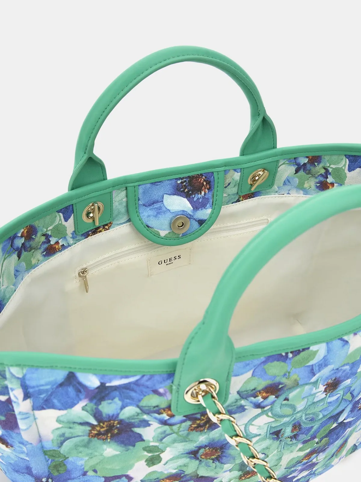 GUESS BEACHWEAR borsa mare Donna Canvas Printed Bag E4GZ17 WFCE0 P7NQ Blu - Image 4