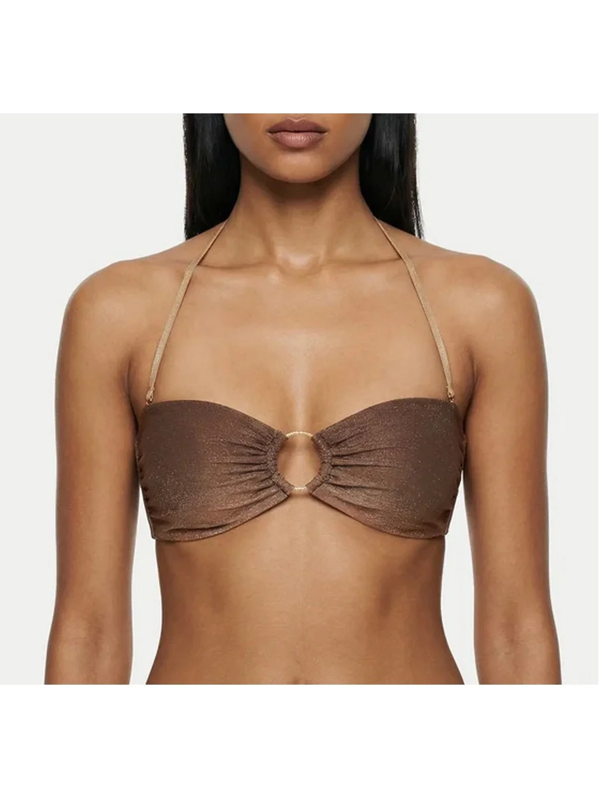 GUESS BEACHWEAR Costume da bagno Donna IRIS BANDEAU BRA E6GJ12 KF600 PMJQ BROWN SHADE AOP - Image 2