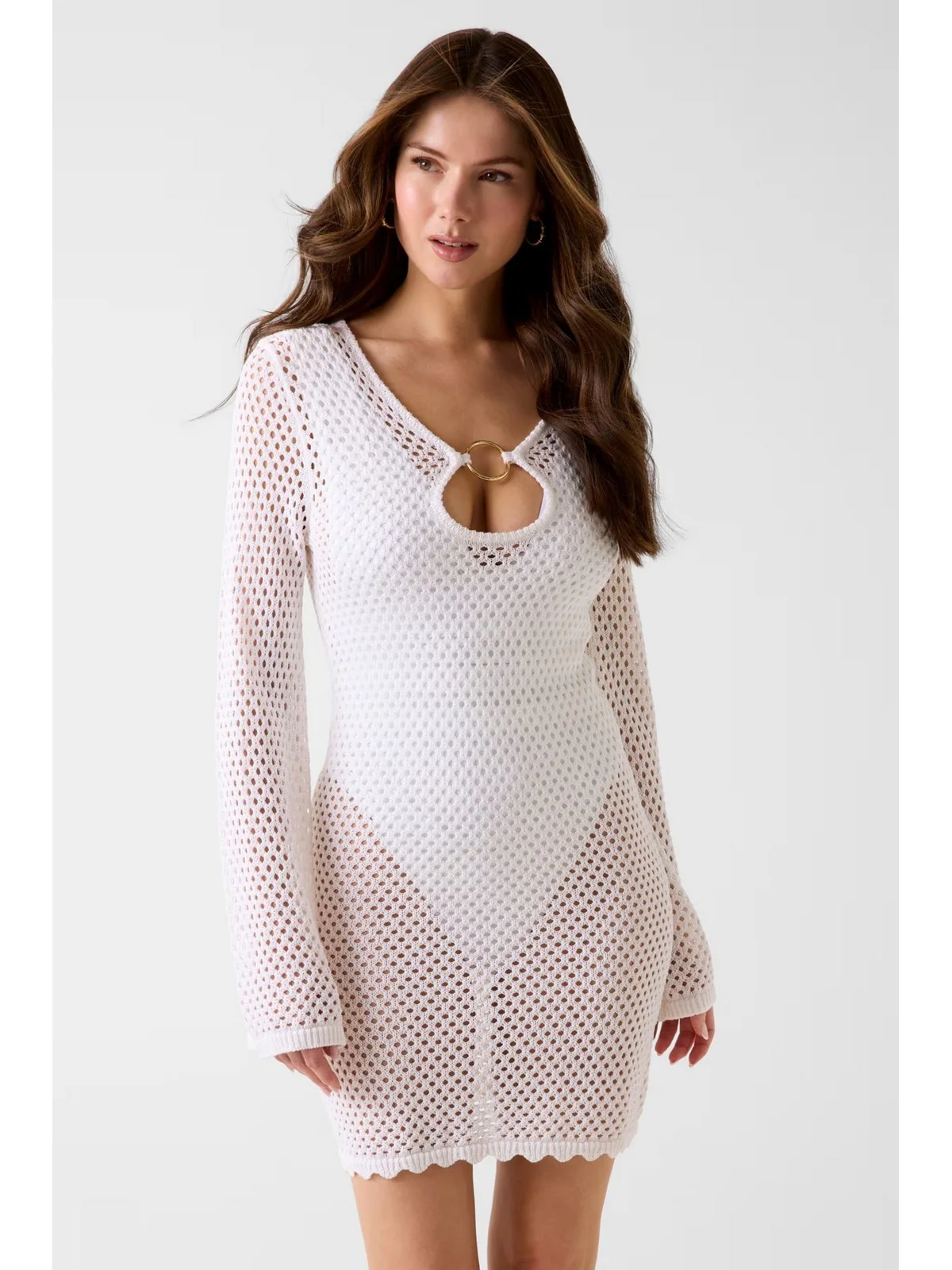 GUESS BEACHWEAR Pantalone Donna LUNA LS RING DRESS SWTR E6GK03 Z5632 G1CR PALE PEARL - Image 2