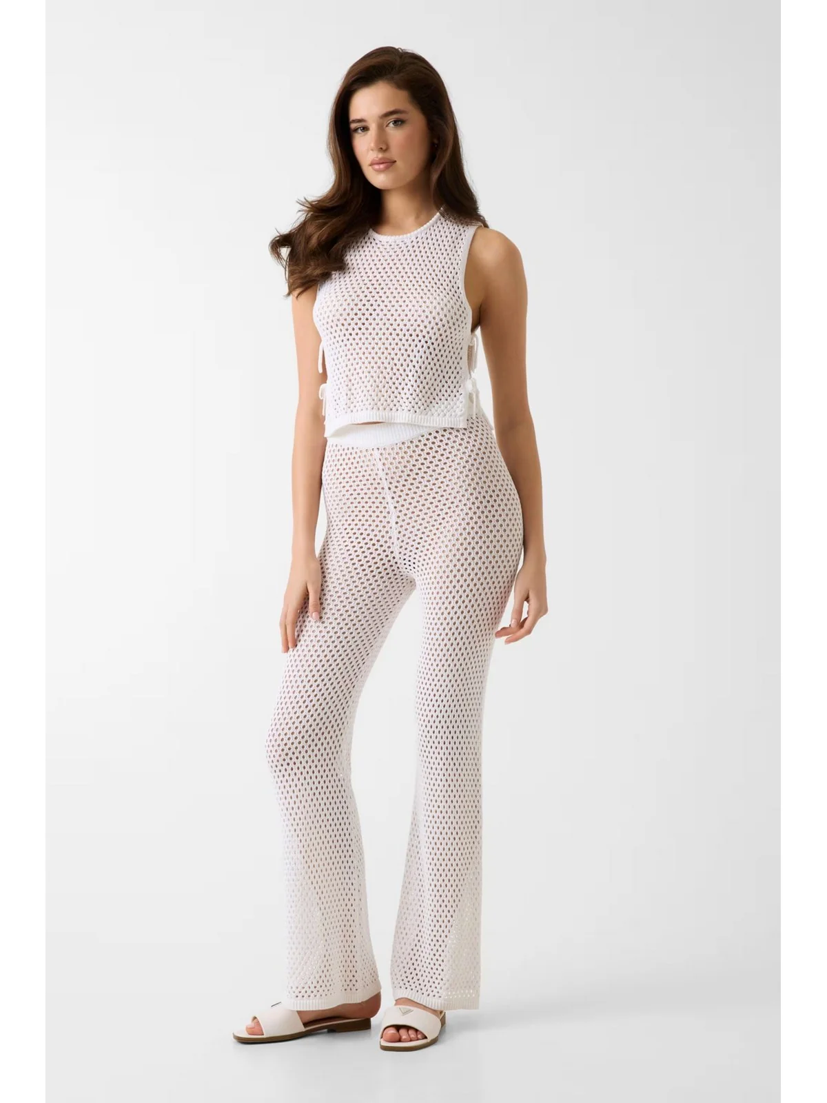 GUESS BEACHWEAR Pantalone Donna LUNA PANT SWRT E6GB05 Z5632 G1CR PALE PEARL - Image 3