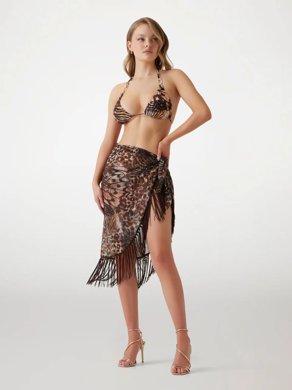 GUESS BEACHWEAR Pareo Donna  E5GZ01 WH4T2 P1LI BUTTERFLY LEOPARD AO - Image 3