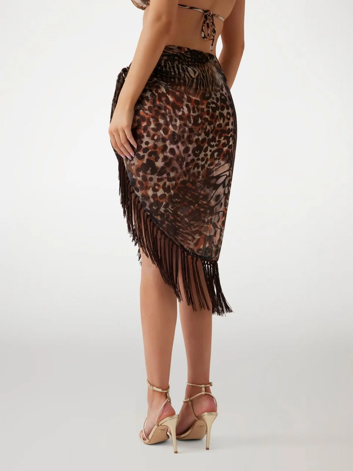GUESS BEACHWEAR Pareo Donna  E5GZ01 WH4T2 P1LI BUTTERFLY LEOPARD AO - Image 4