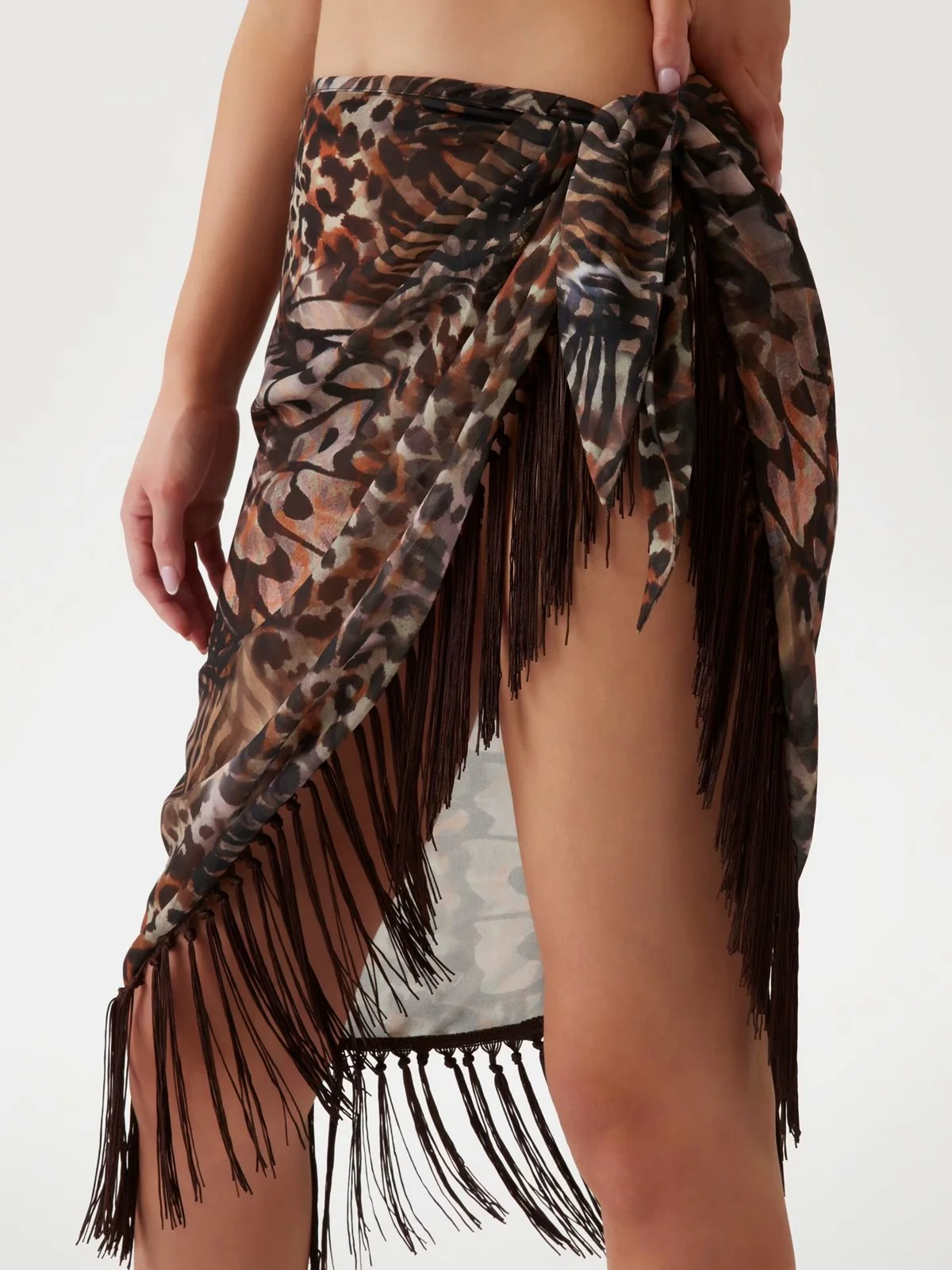 GUESS BEACHWEAR Pareo Donna  E5GZ01 WH4T2 P1LI BUTTERFLY LEOPARD AO - Image 5