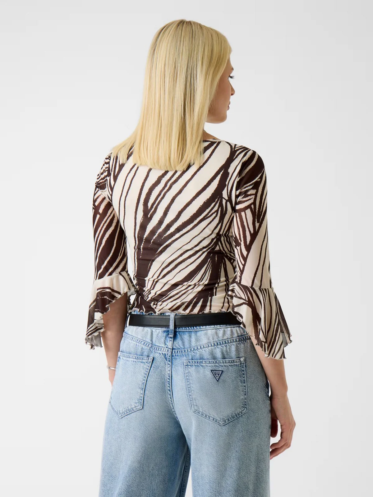 GUESS Blusa Donna 3/4 SL SERAFINA MESH TOP W6GP16 K2944 PMIC WILD ESCAPE PRINT - Image 3