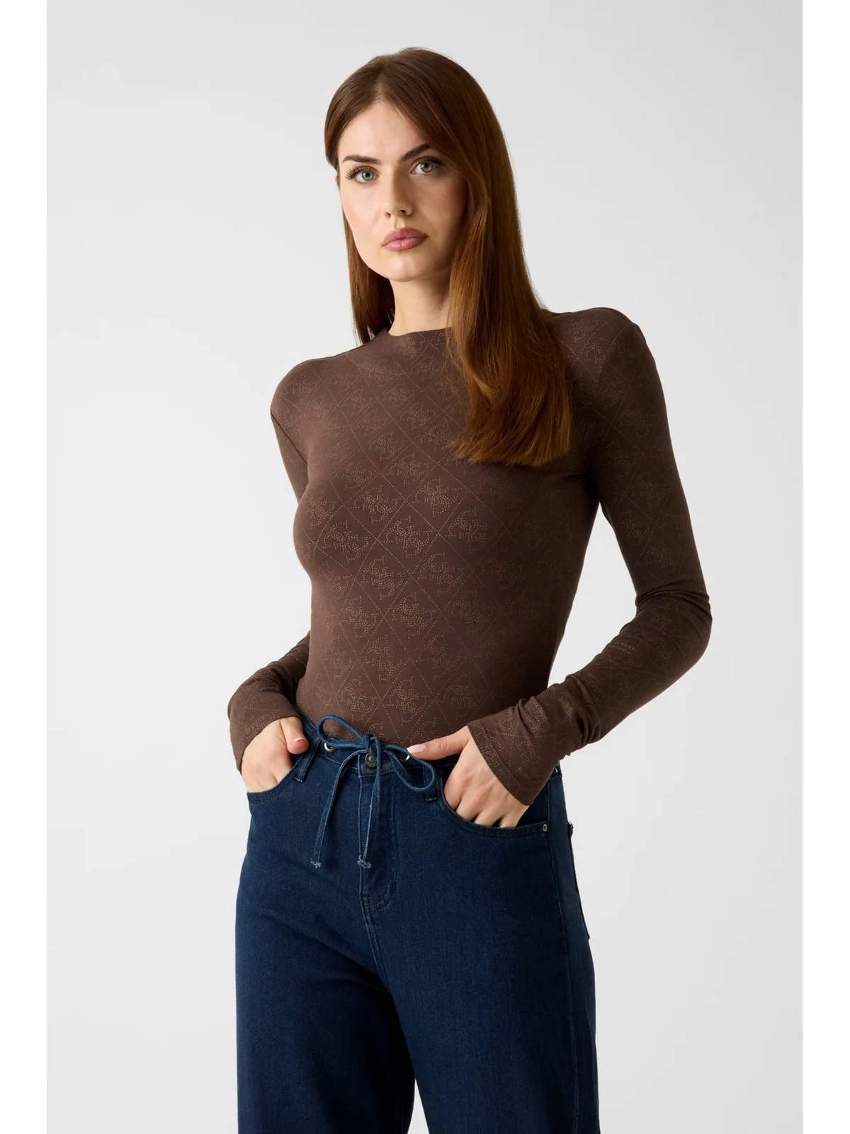 GUESS Body Donna LS TEODORA LOGO BODY W5BP09 K68D2 G1EA DARK COFFEE - Image 2