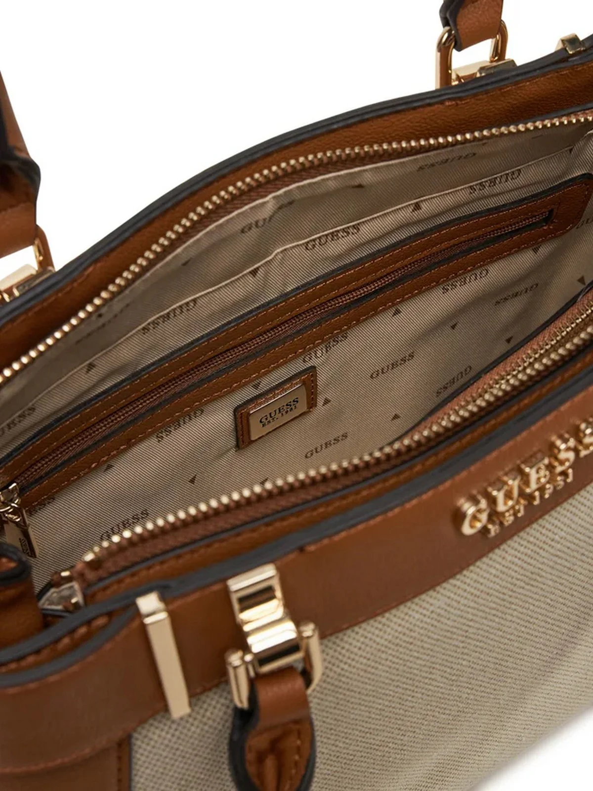 GUESS Borsa Donna ANADELA 3 COMP SATCHEL HWAG96 33060 NTC Beige - Image 4