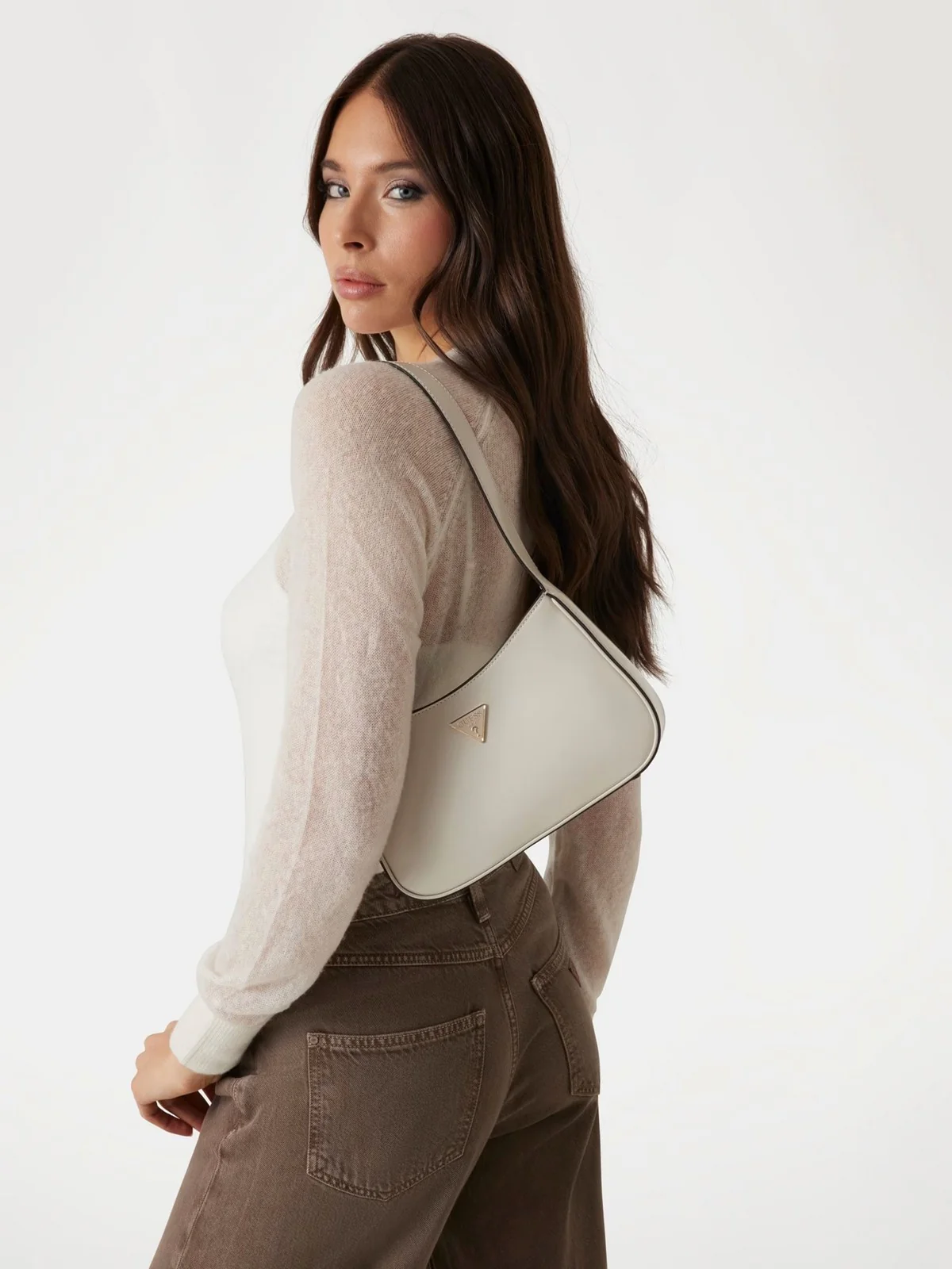 GUESS Borsa Donna ARNELA TOP ZIP SHOULDER BAG HWNG94 96170 BON Avorio - Image 5
