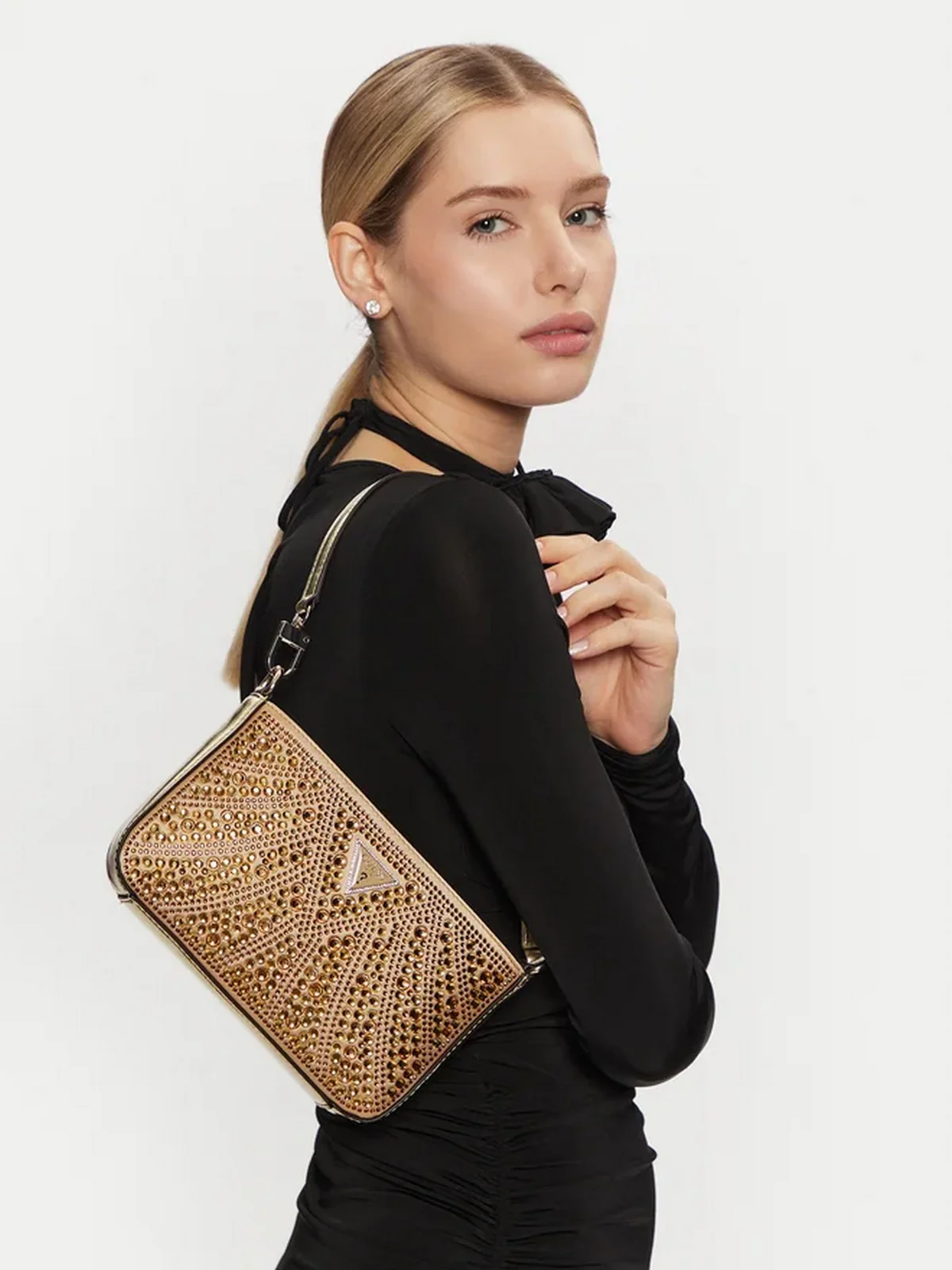 GUESS Borsa Donna BEAUVOIR MINI TOP ZIP SHDR BAG HWXG95 28720 GOL Oro - Image 5