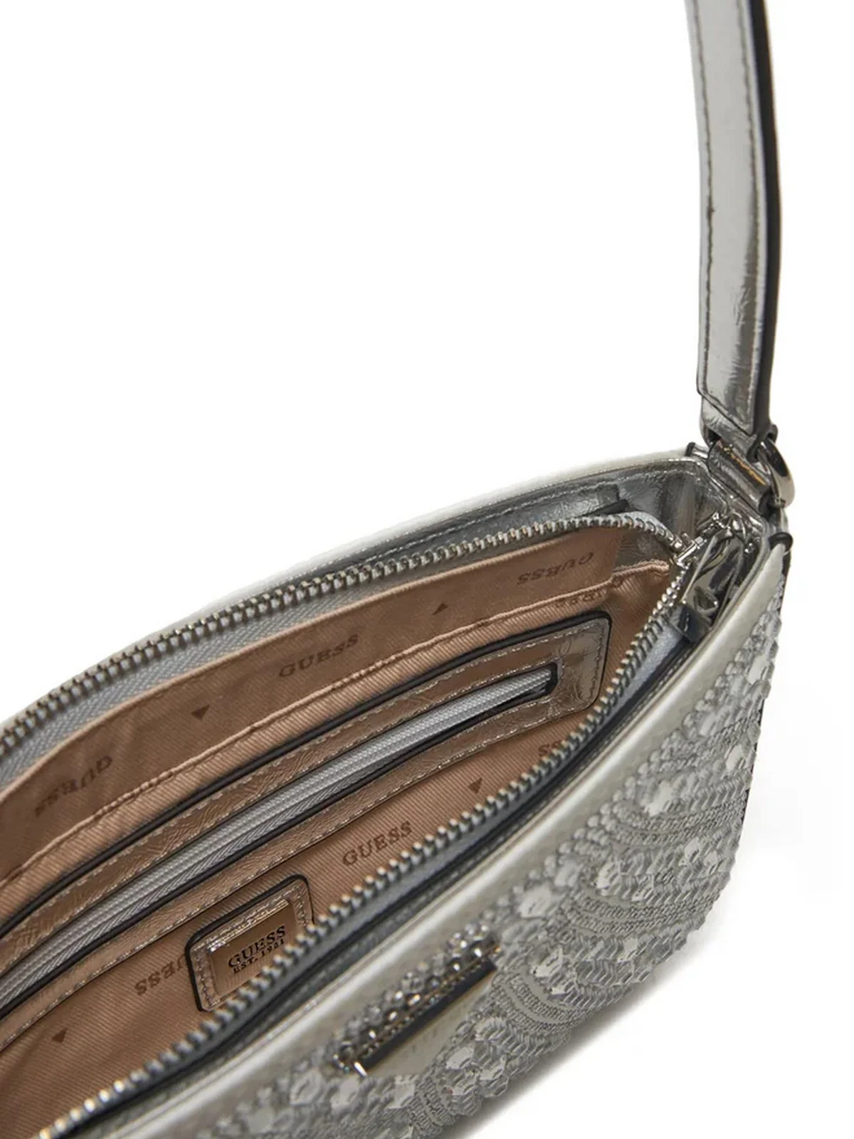 GUESS Borsa Donna BEAUVOIR MINI TOP ZIP SHDR BAG HWXY95 28720 SIL Argento - Image 4