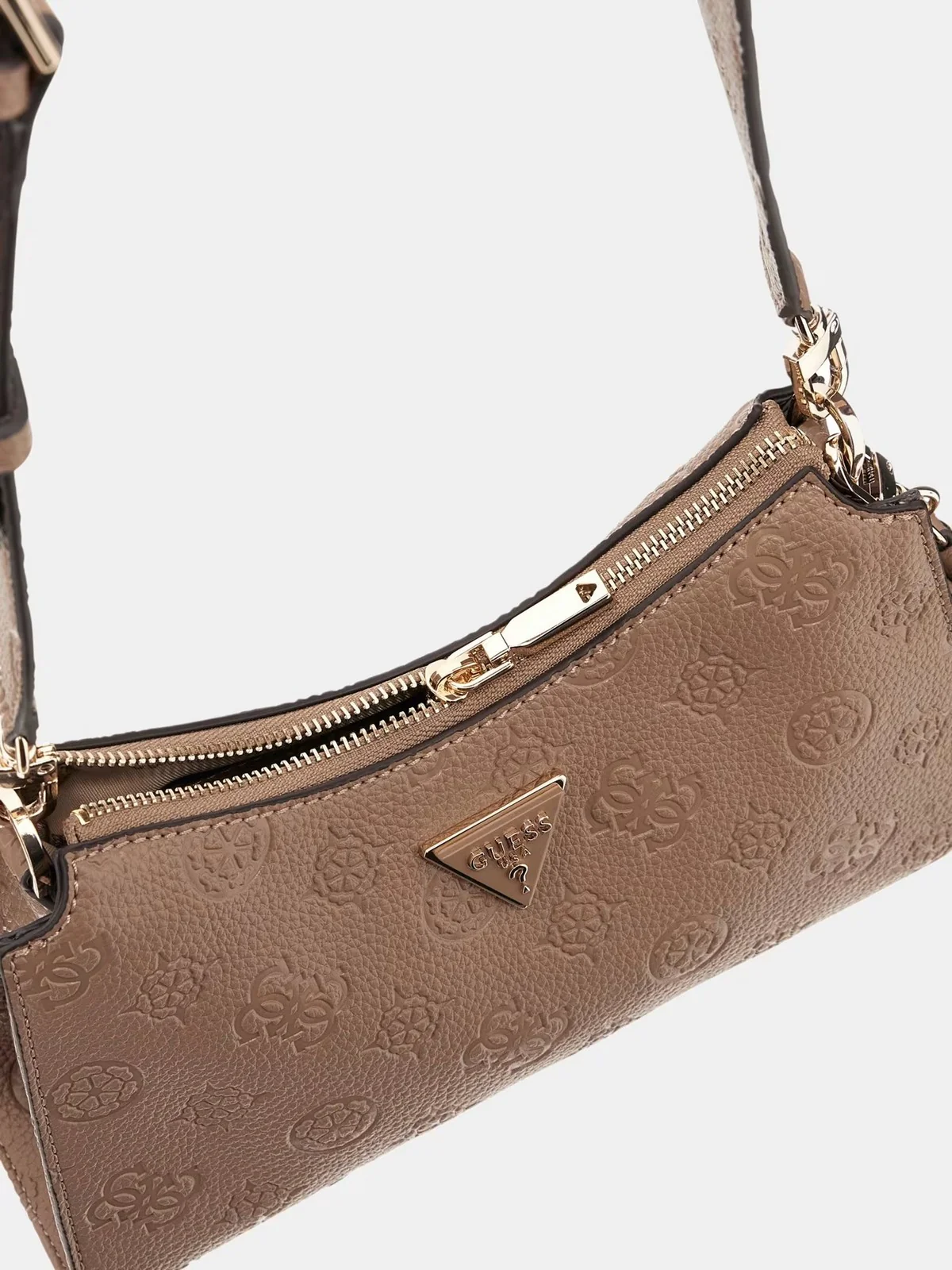GUESS Borsa Donna CRESIDIA II TOP ZIP SHLDR BAG HWPD98 88180 DKO DARK TAUPE LOGO - Image 4