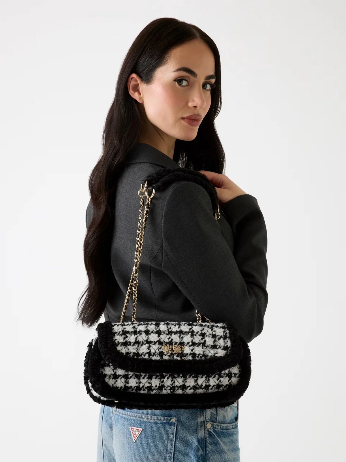 GUESS Borsa Donna CRISTI CONVERTIBLE XBODY FLAP HWQT81 39210 BML BLACK MULTI - Image 2