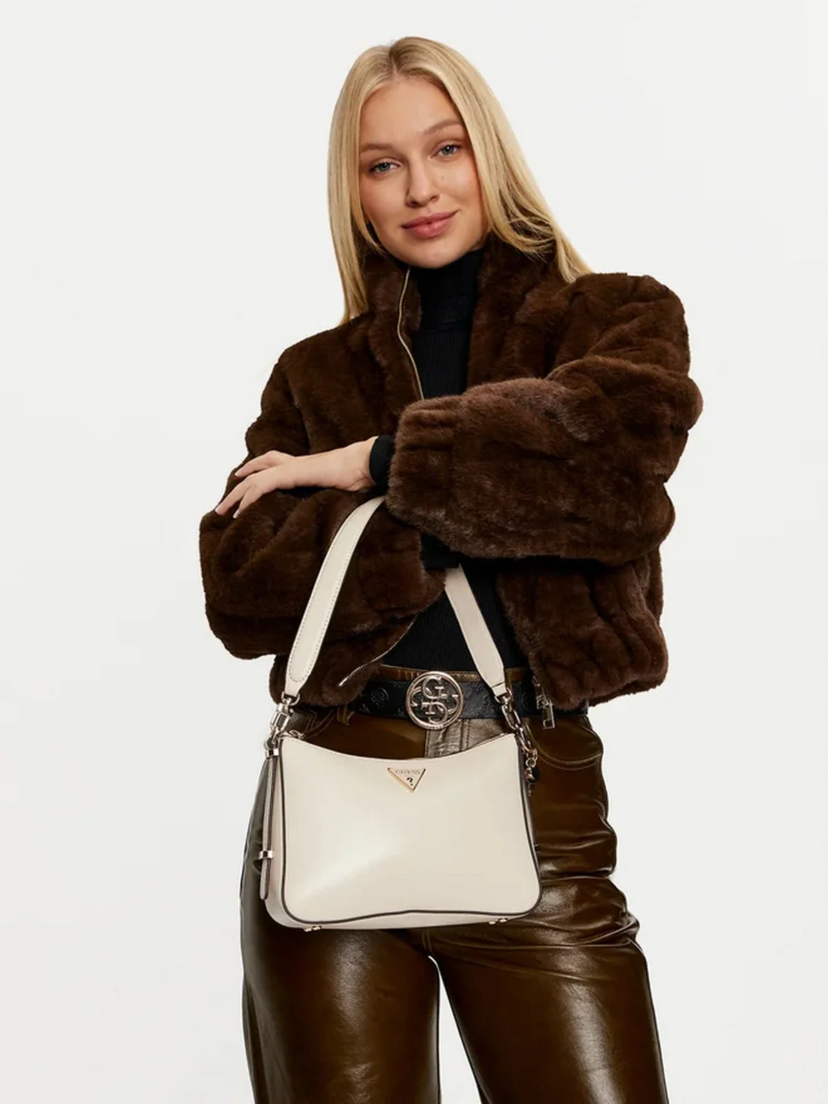 GUESS Borsa Donna DARYNA TOP ZIP SHOULDER BAG HWVG94 93180 BON Beige - Image 5