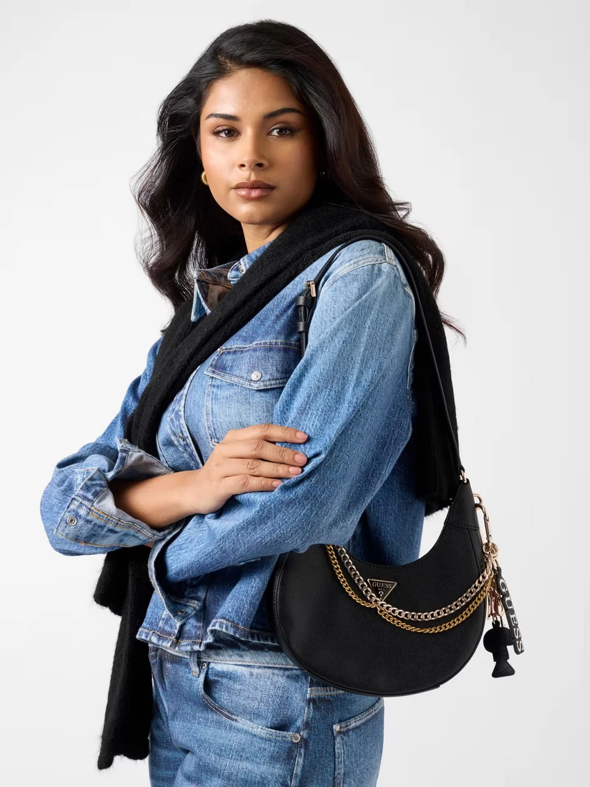 GUESS Borsa Donna DAVINA SHOULDER BAG HWBG98 99180 BLA BLACK - Image 2