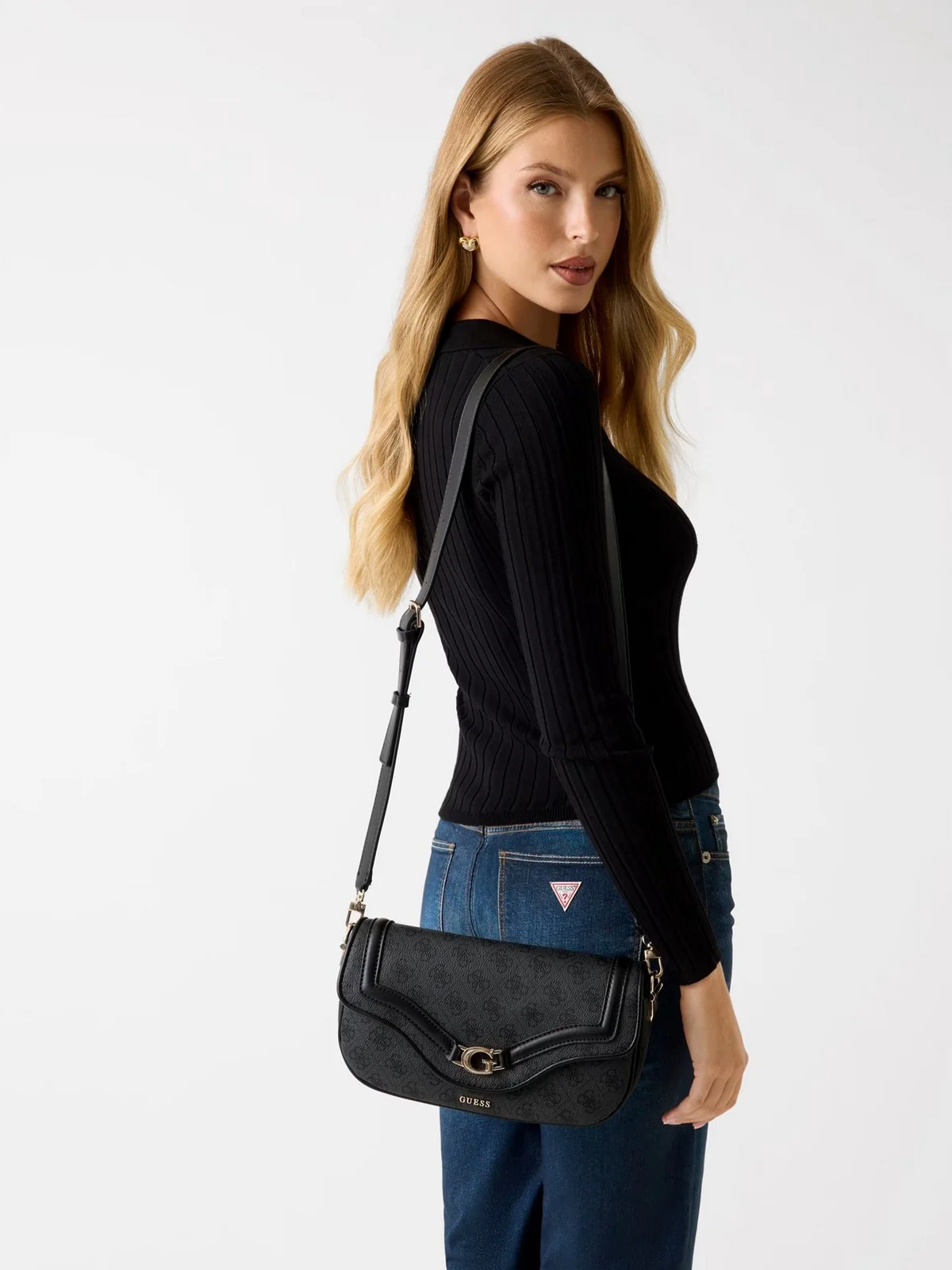 GUESS Borsa Donna DEA FLAP SHOULDER BAG HWSG79 93200 CLO COAL LOGO - Image 3