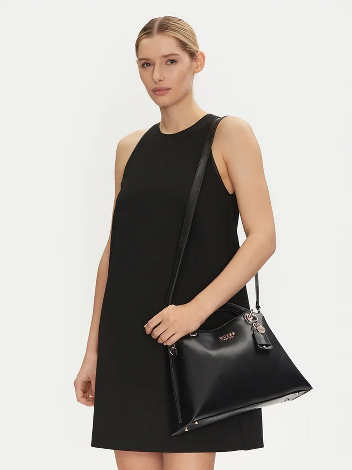 GUESS Borsa Donna ECO EVAINE GIRLFRIEND SATCHEL HWEVG9 53506 BLA Nero - Image 5