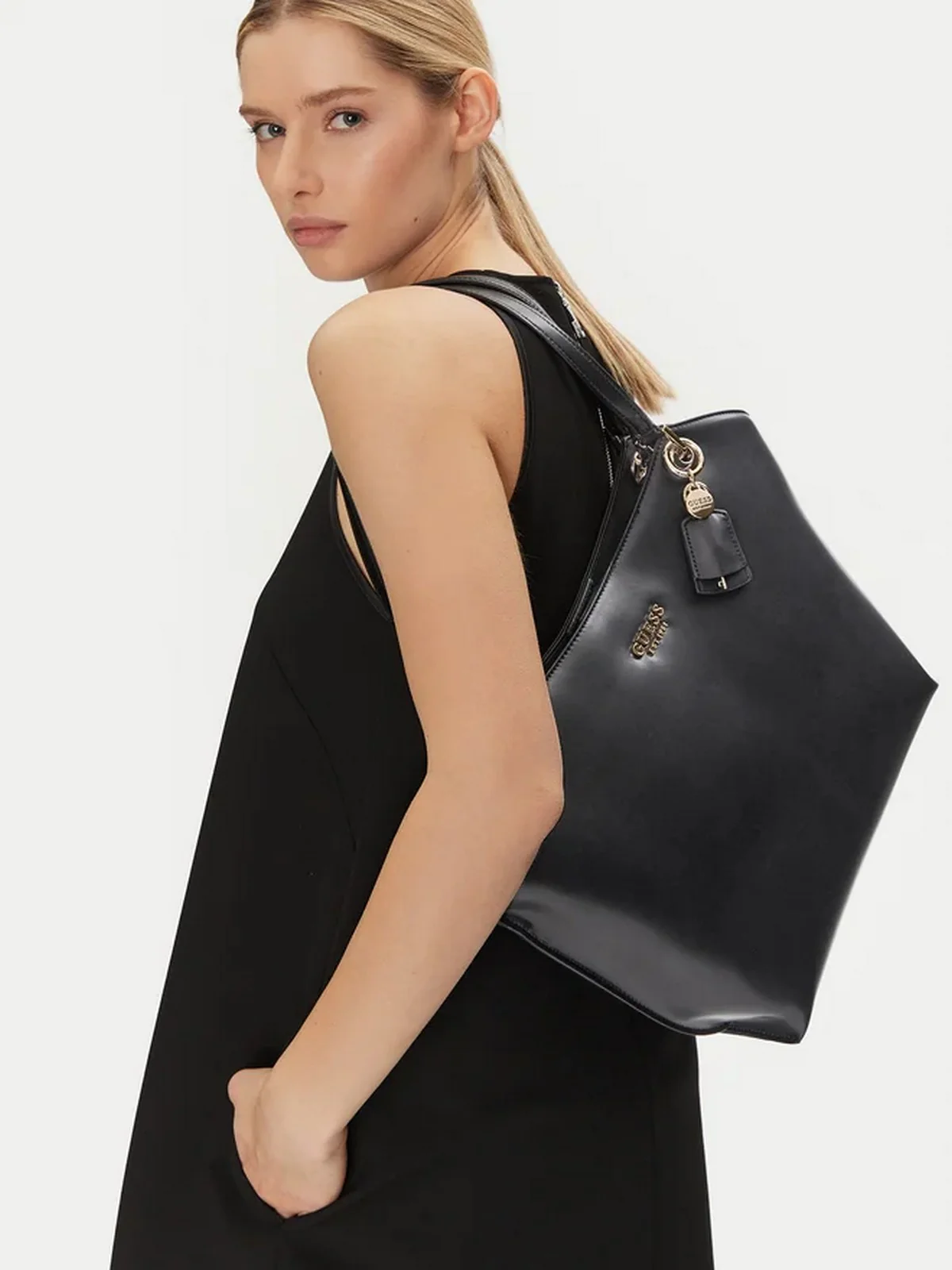 GUESS Borsa Donna ECO EVAINE TOTE HWEVG9 53523 BLA Nero - Image 5
