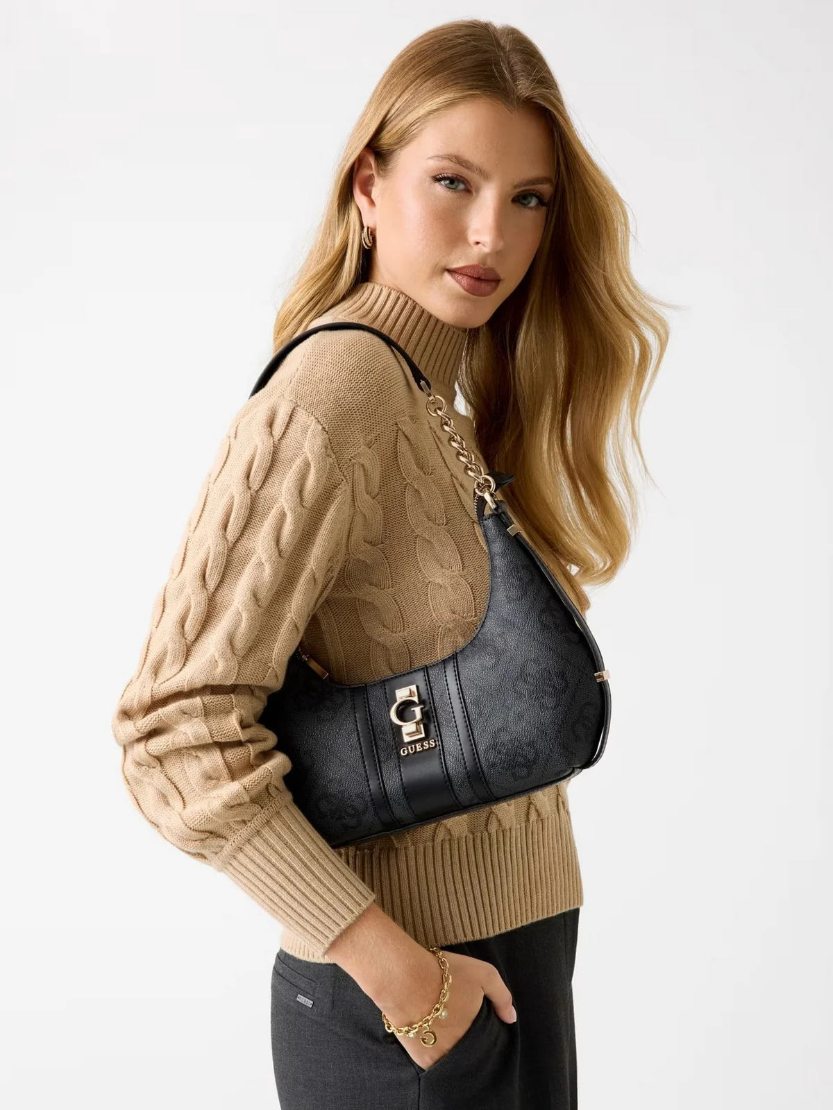 GUESS Borsa Donna ERENIA TOP ZIP SHOULDER BAG HWSO78 38180 CLO COAL LOGO - Image 2