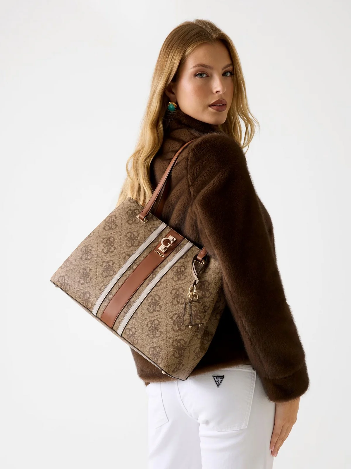 GUESS Borsa Donna ERENIA TOTE HWSO78 38230 LTL LATTE LOGO - Image 3