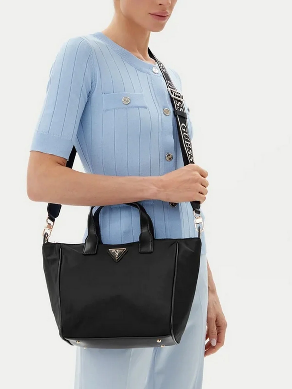 GUESS Borsa Donna FOLLIE SMALL TOTE TWNN96 76019 BLA BLACK - Image 5
