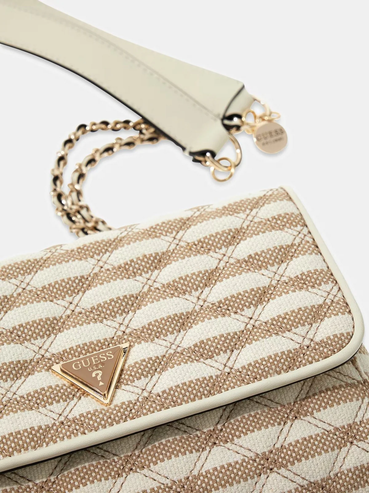GUESS Borsa Donna GIULLY II 2 COMP CNVRTBLE FLAP HWAG96 73200 TMU TAUPE MULTI - Image 4