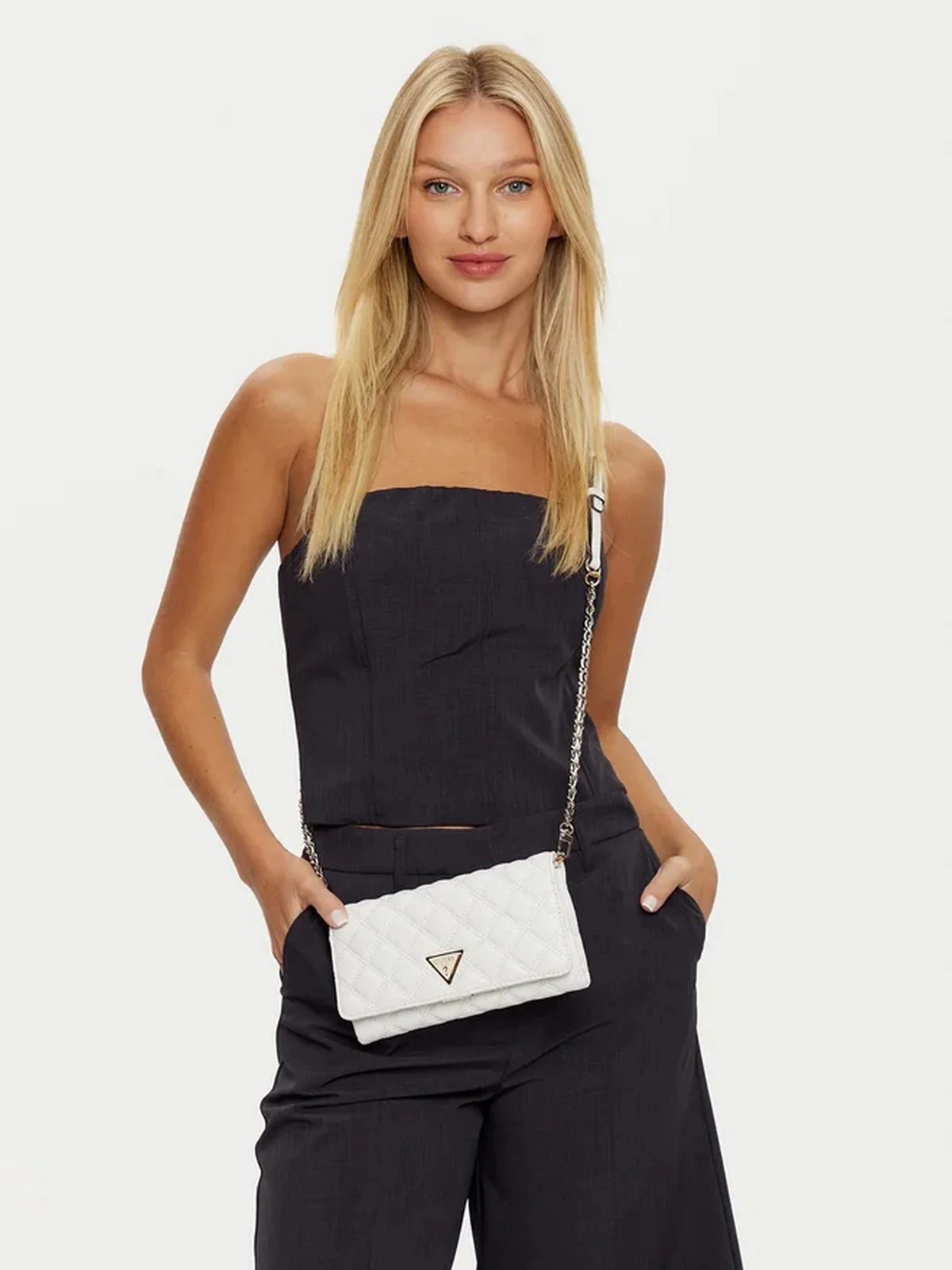 GUESS Borsa Donna GIULLY XBODY FLAP ORGANIZER HWQG87 48750 WHI Bianco - Image 5