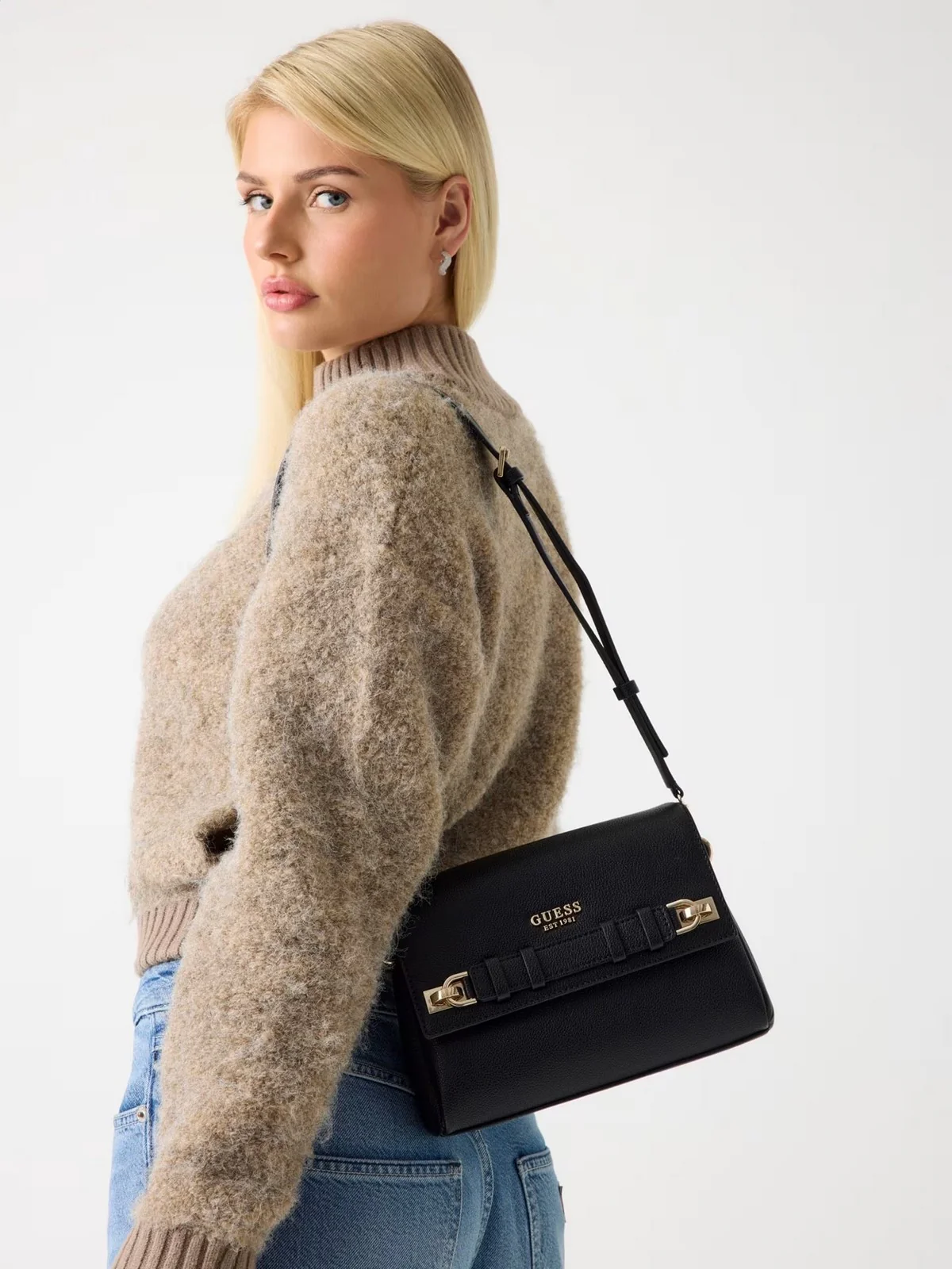 GUESS Borsa Donna GREGORIA FLAP CROSSBODY HWBG85 46200 BLA BLACK - Image 3