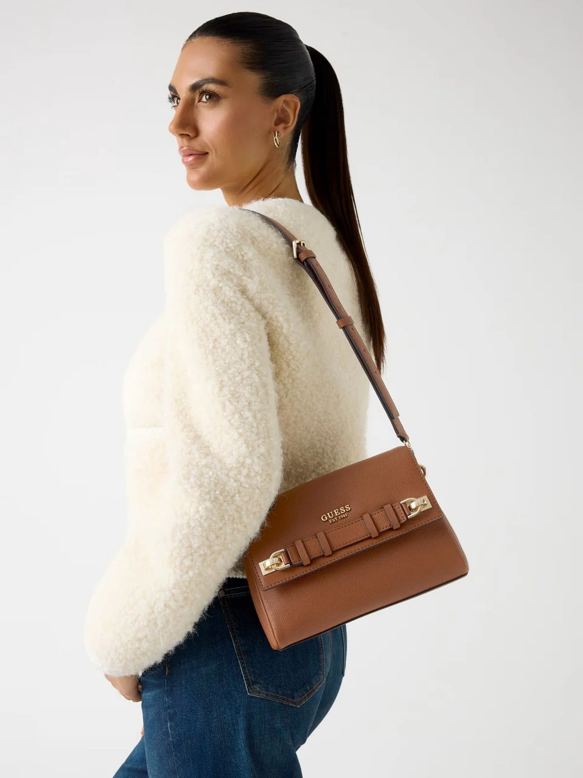 GUESS Borsa Donna GREGORIA FLAP CROSSBODY HWBG85 46200 COG COGNAC - Image 3