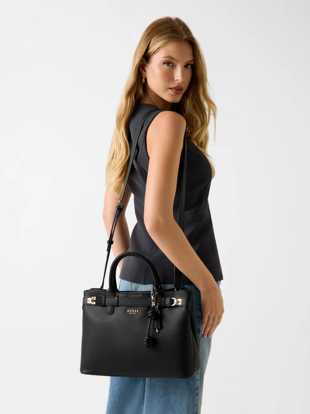 GUESS Borsa Donna GREGORIA LRG GFRIEND SATCHEL HWBG85 46070 BLA BLACK - Image 3