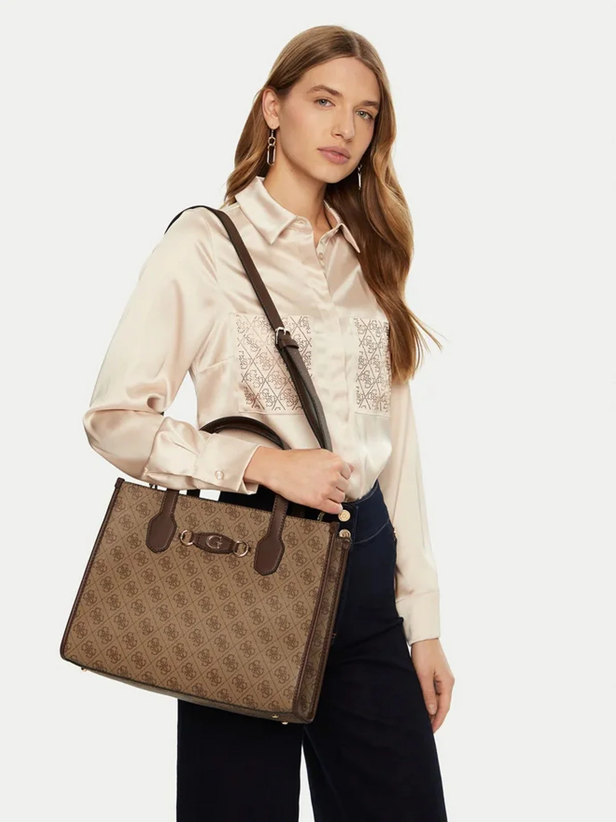 GUESS Borsa Donna IZZY 2 COMP TOTE HWSG86 54220 LGW Marrone - Image 5