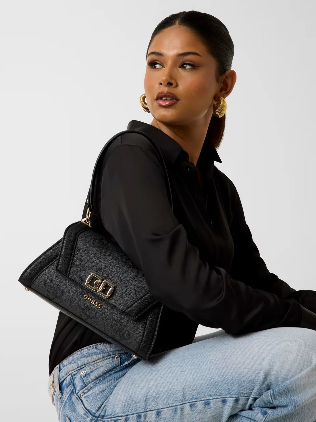 GUESS Borsa Donna KARNILLA LOGO FLAP SHLDR BAG HWOS99 01190 CLO COAL LOGO - Image 2