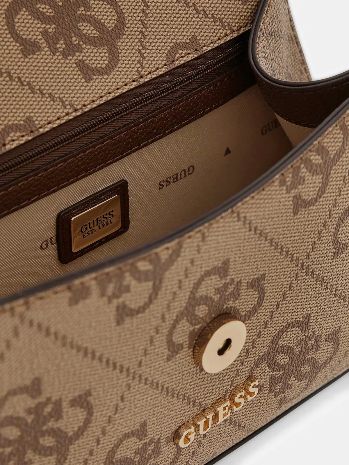 GUESS Borsa Donna KARNILLA LOGO FLAP SHLDR BAG HWOS99 01190 LGW LATTE LOGO/BROWN - Image 5