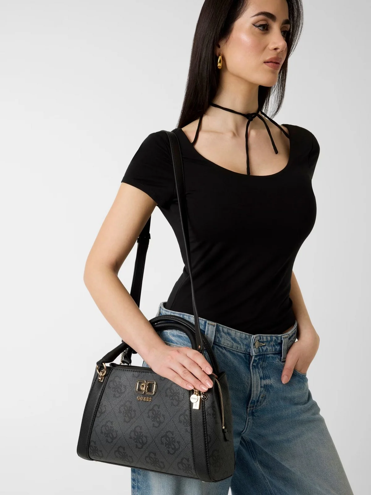 GUESS Borsa Donna KARNILLA LOGO GFRIEND SATHEL HWOS99 01060 CLO COAL LOGO - Image 3