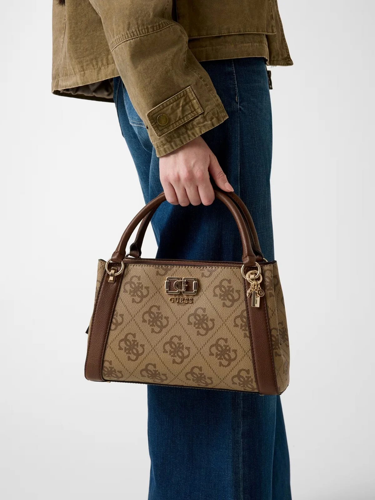 GUESS Borsa Donna KARNILLA LOGO GFRIEND SATHEL HWOS99 01060 LGW LATTE LOGO/BROWN - Image 3